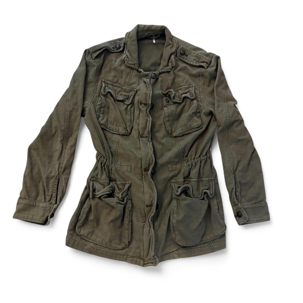 Free People Olive Green Military Utility Field Jacket Womens Small Cargo Coat